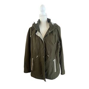 Intl d.e.t.a.i.l.s Womens XL Zip Front Jacket Dark Army Green Polyester